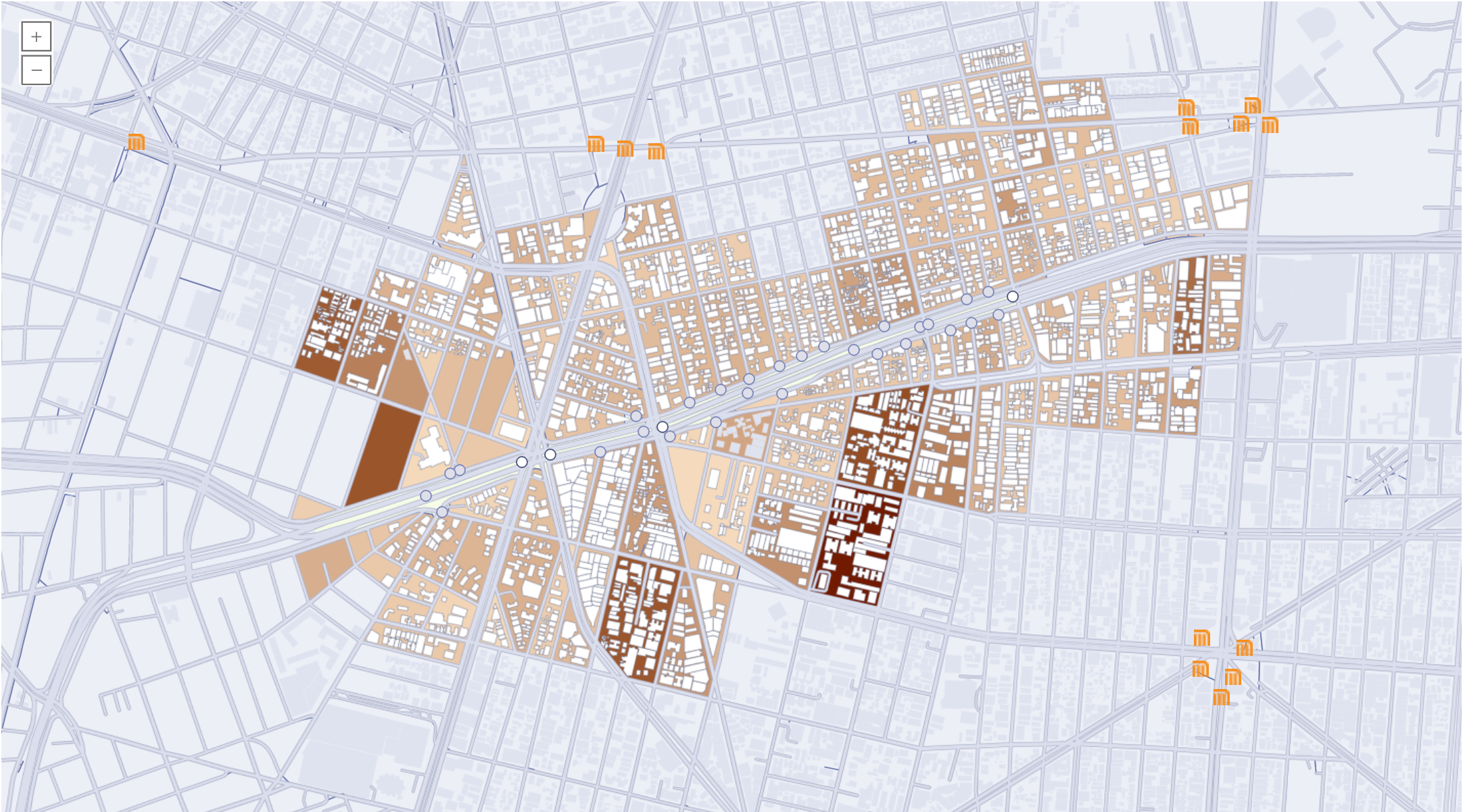 image of the map section of the corridors data visualisation