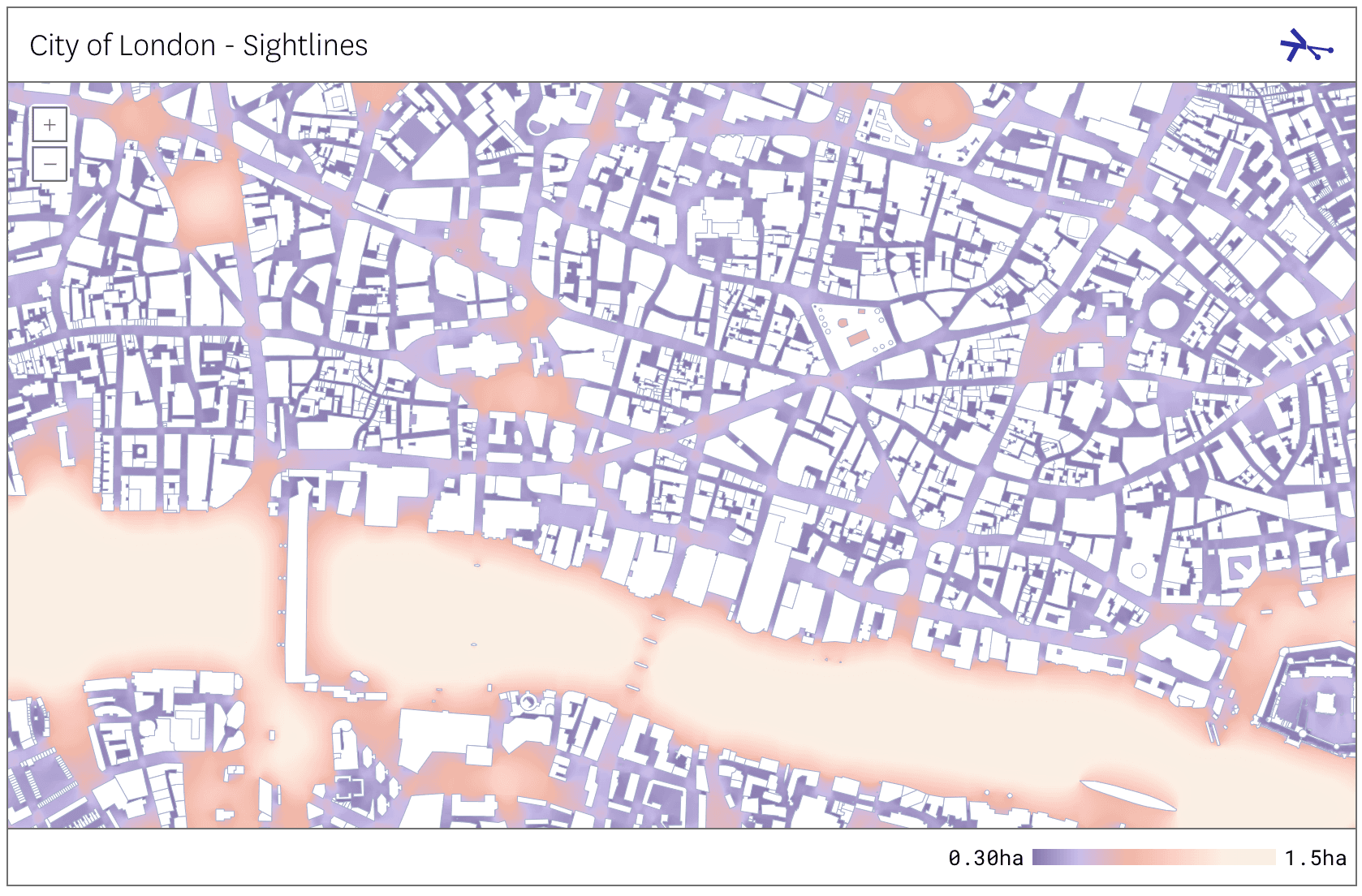 Map of London sightlines calculation.